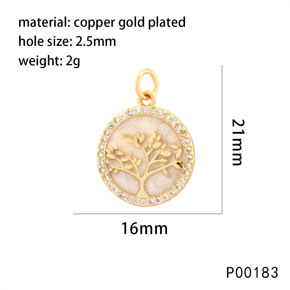 1 Piece 22*7mm Copper Zircon 18K Gold Plated Letter Heart Shape Life Tree Pendant Chain display picture 4