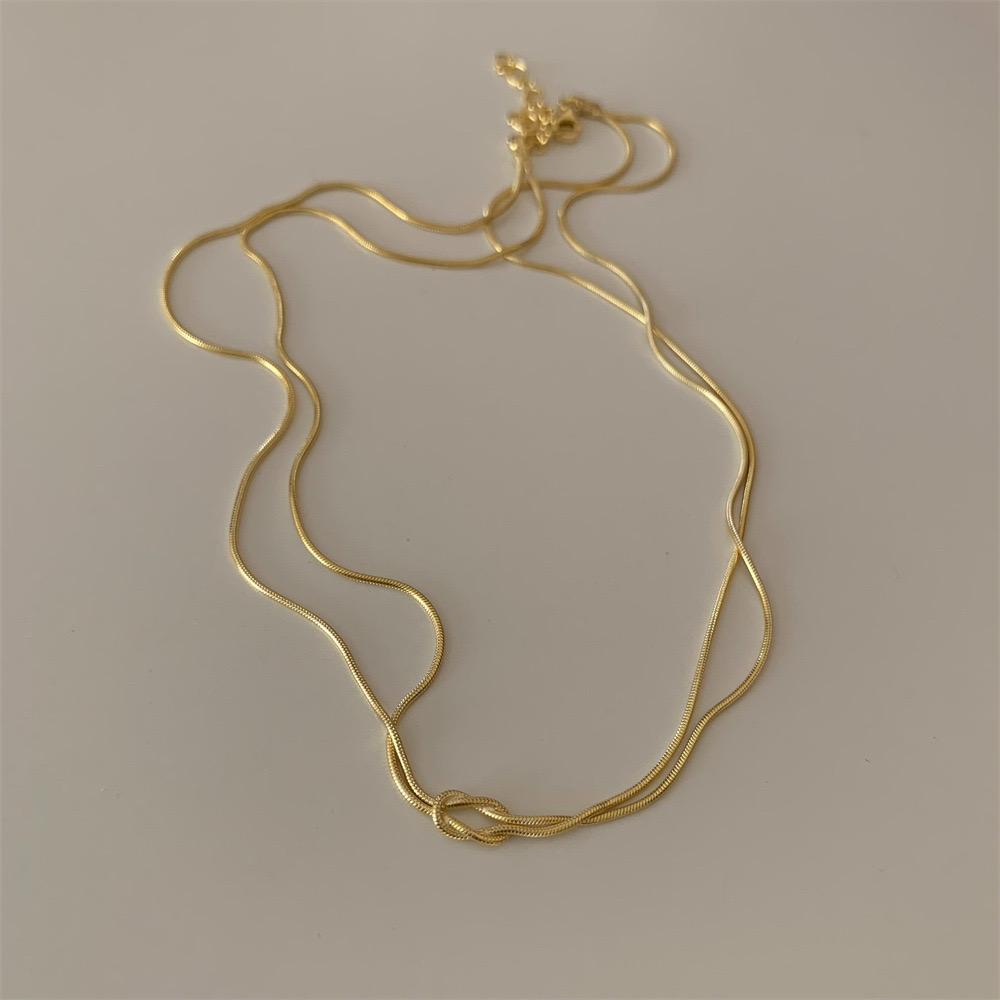 Edelstahl 304 18 Karat Vergoldet Vintage-Stil Einfacher Stil Pendeln Knoten Halskette display picture 2