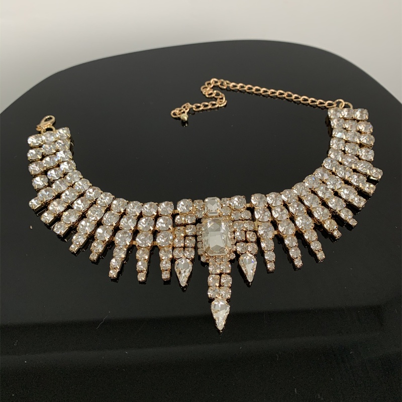 Wholesale Jewelry Elegant Lady Geometric Tassel Alloy Copper Rhinestones Gold Plated Silver Plated Inlay Choker display picture 22