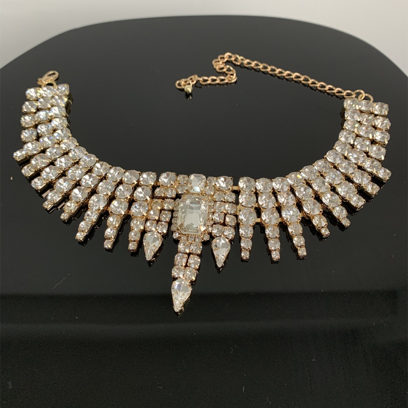 Wholesale Jewelry Elegant Lady Geometric Tassel Alloy Copper Rhinestones Gold Plated Silver Plated Inlay Choker display picture 25