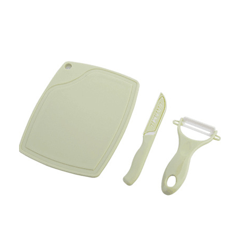 Simple Style Solid Color Plastic Cutter Chopping Board Peeler 3 Pieces Set display picture 2