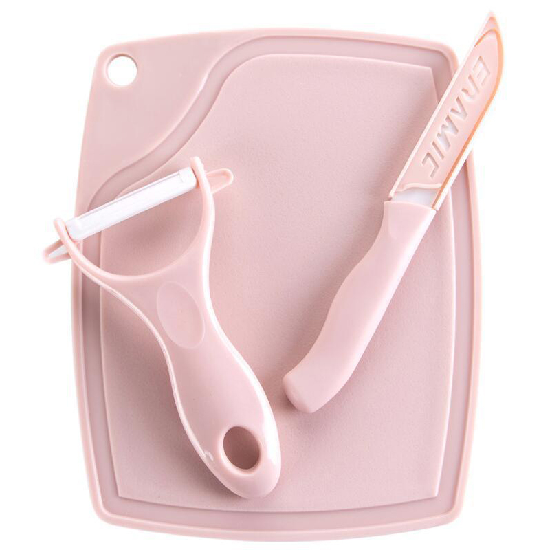 Simple Style Solid Color Plastic Cutter Chopping Board Peeler 3 Pieces Set display picture 6