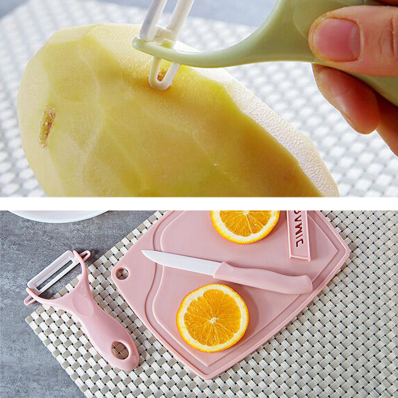 Simple Style Solid Color Plastic Cutter Chopping Board Peeler 3 Pieces Set display picture 9