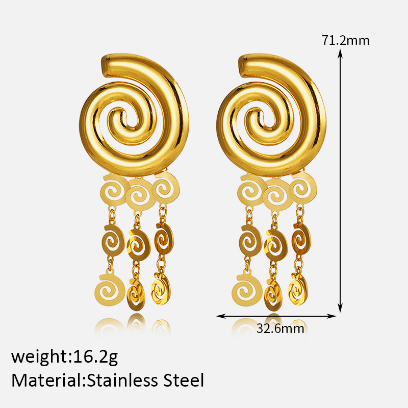 1 Pair Basic Modern Style Classic Style Circle Solid Color Plating 304 Stainless Steel 18K Gold Plated Drop Earrings display picture 1
