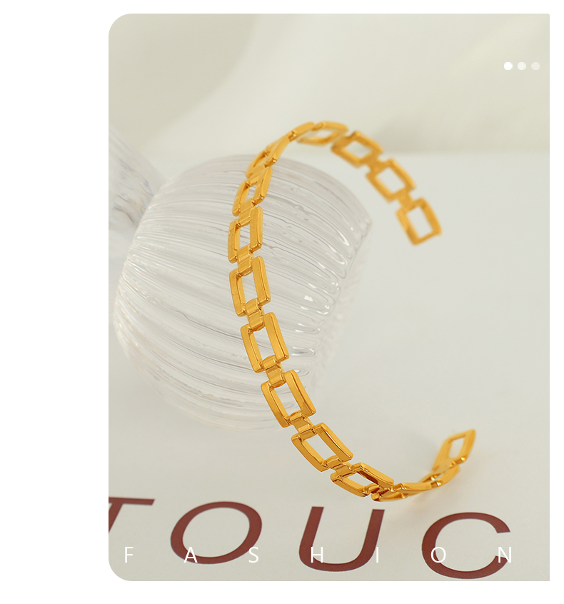Titanium Steel 18K Gold Plated IG Style Cool Style Plating Circle Waves Bangle display picture 3