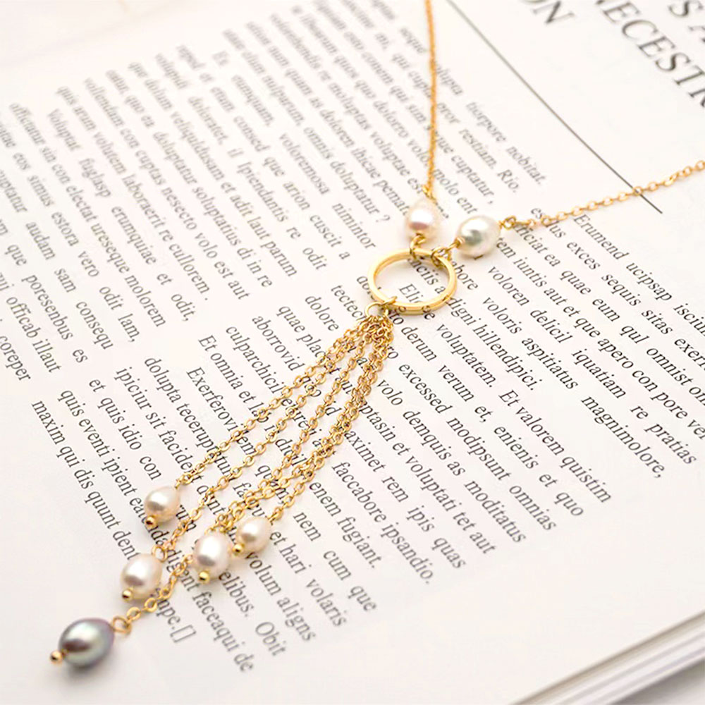 304 Stainless Steel Freshwater Pearl Copper Gold Plated Vintage Style Vacation Plating Chain Round Pendant Necklace display picture 3