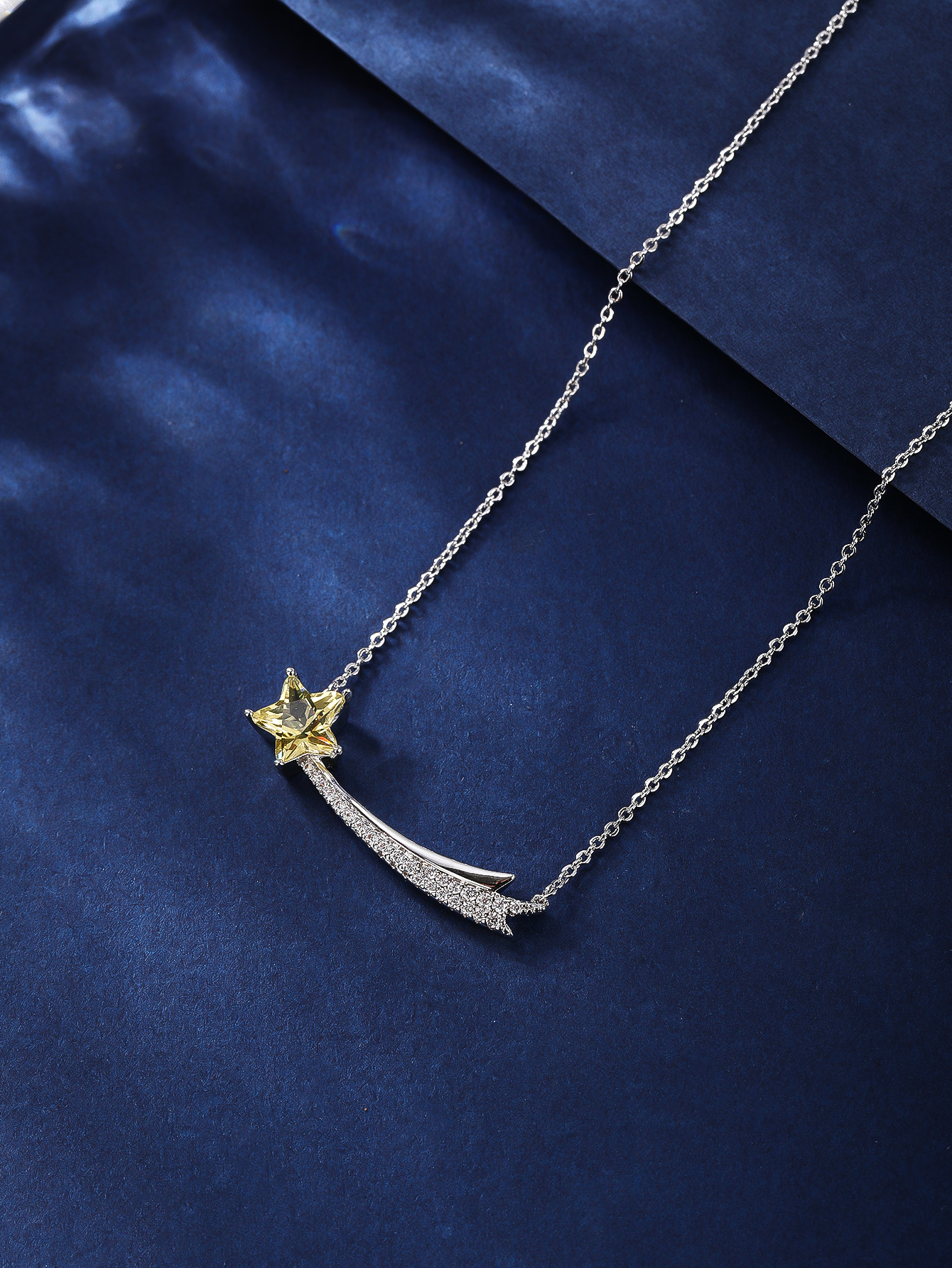 Kupfer Weißgold Plattiert Elegant Glam Überzug Inlay Stern Zirkon Halskette Mit Anhänger display picture 2