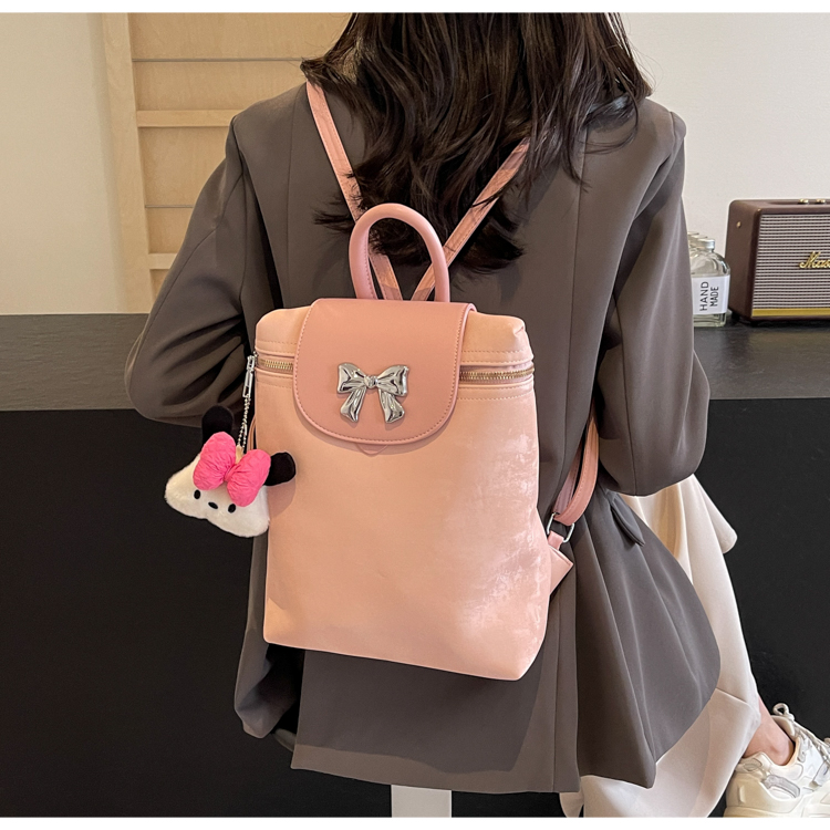 Women's Medium Pu Leather Solid Color Classic Style Streetwear Sewing Thread Square Zipper Fashion Backpack display picture 12