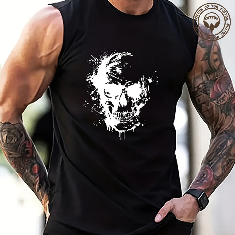 Men's Skull Simple Style Round Neck Sleeveless Regular Fit Men's Tops display picture 1