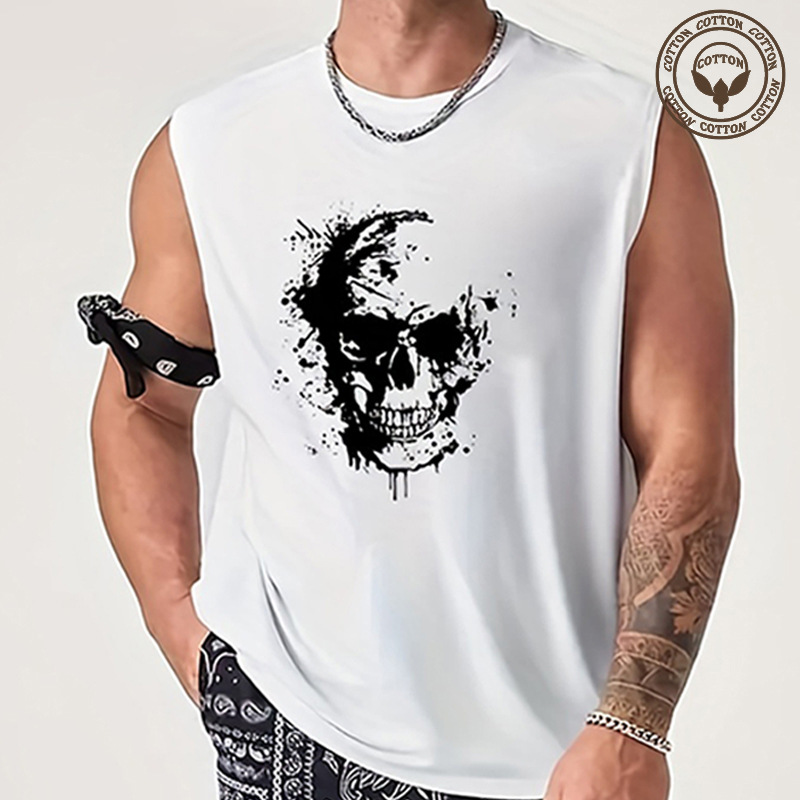 Men's Skull Simple Style Round Neck Sleeveless Regular Fit Men's Tops display picture 3