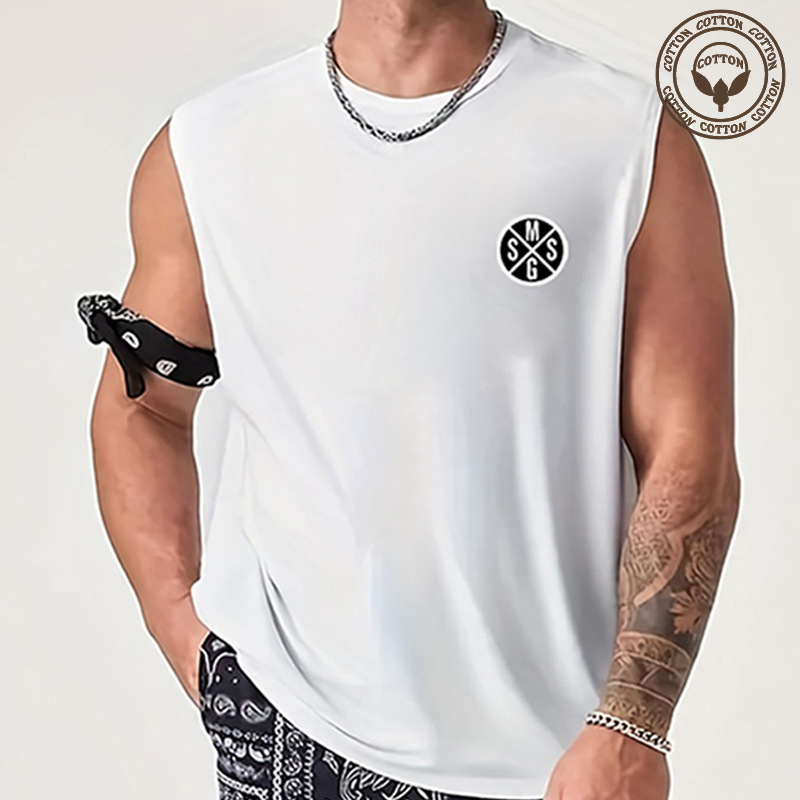 Men's Letter Simple Style Round Neck Sleeveless Regular Fit Men's Tops display picture 4