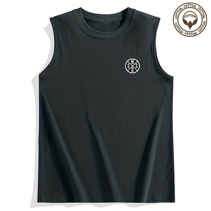 Men's Letter Simple Style Round Neck Sleeveless Regular Fit Men's Tops display picture 5