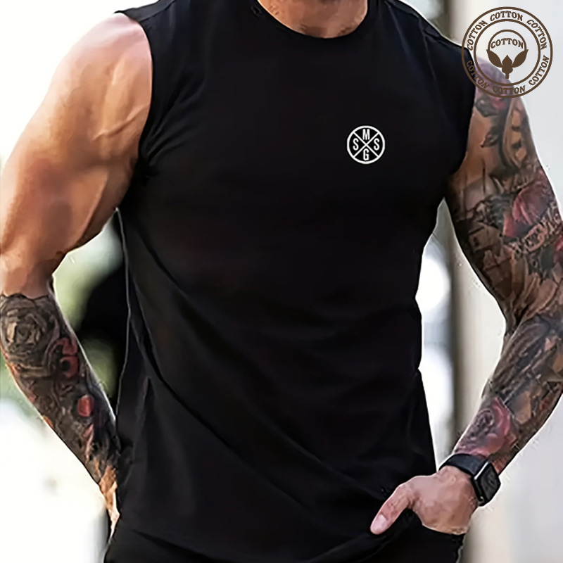 Men's Letter Simple Style Round Neck Sleeveless Regular Fit Men's Tops display picture 6