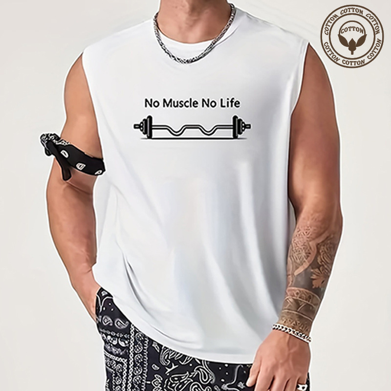 Men's Geometric Letter Simple Style Round Neck Sleeveless Regular Fit Men's Tops display picture 1