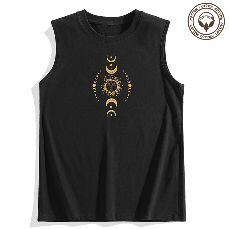 Men's Sun Moon Simple Style Round Neck Sleeveless Regular Fit Men's Tops display picture 2