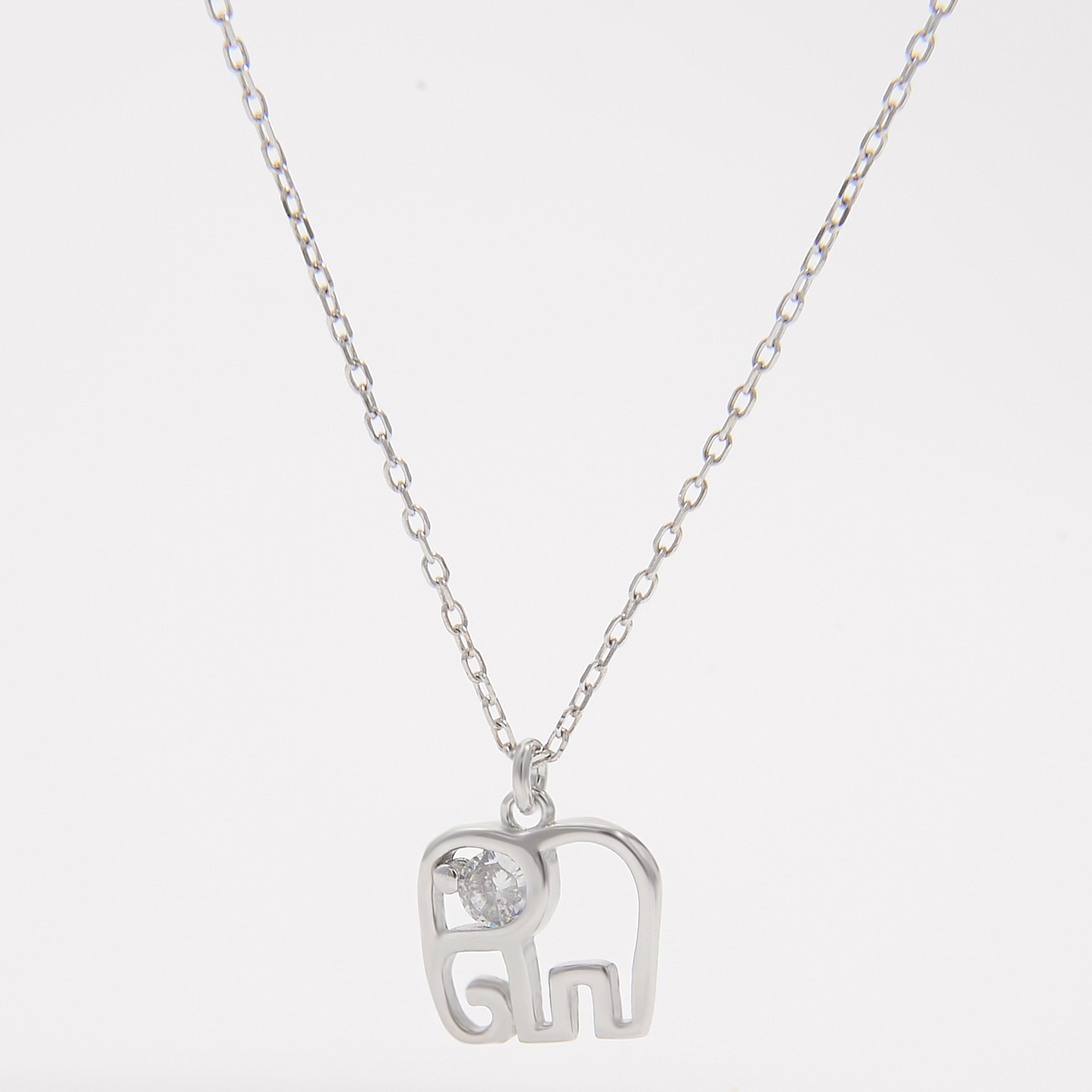 Sterling Silver White Gold Plated Casual Romantic Plating Round Elephant Pendant Necklace display picture 3