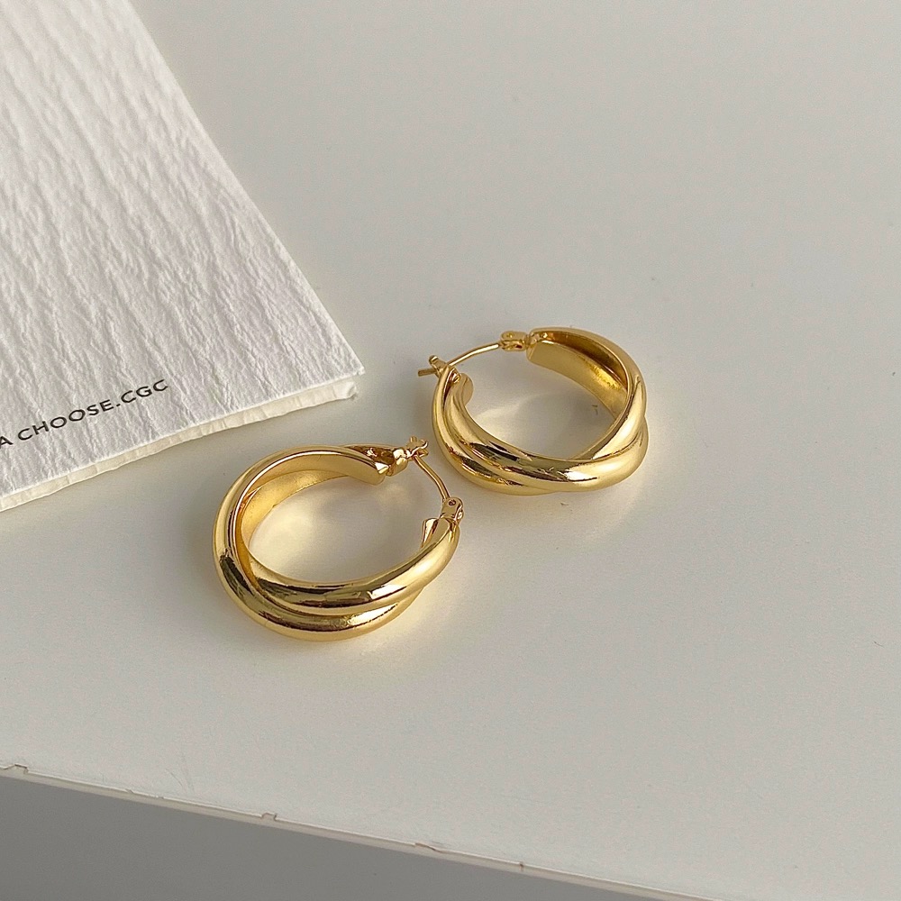 1 Pair Simple Style Classic Style Solid Color Plating Copper 18K Gold Plated Ear Studs display picture 3