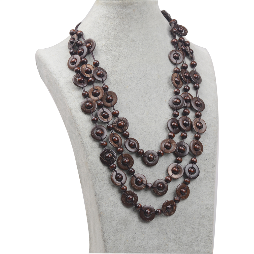 Wholesale Jewelry Ethnic Style Bohemian Geometric Wooden Beads Coconut Shell Charcoal Beaded Necklace display picture 15