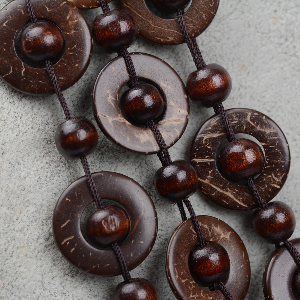 Wholesale Jewelry Ethnic Style Bohemian Geometric Wooden Beads Coconut Shell Charcoal Beaded Necklace display picture 17
