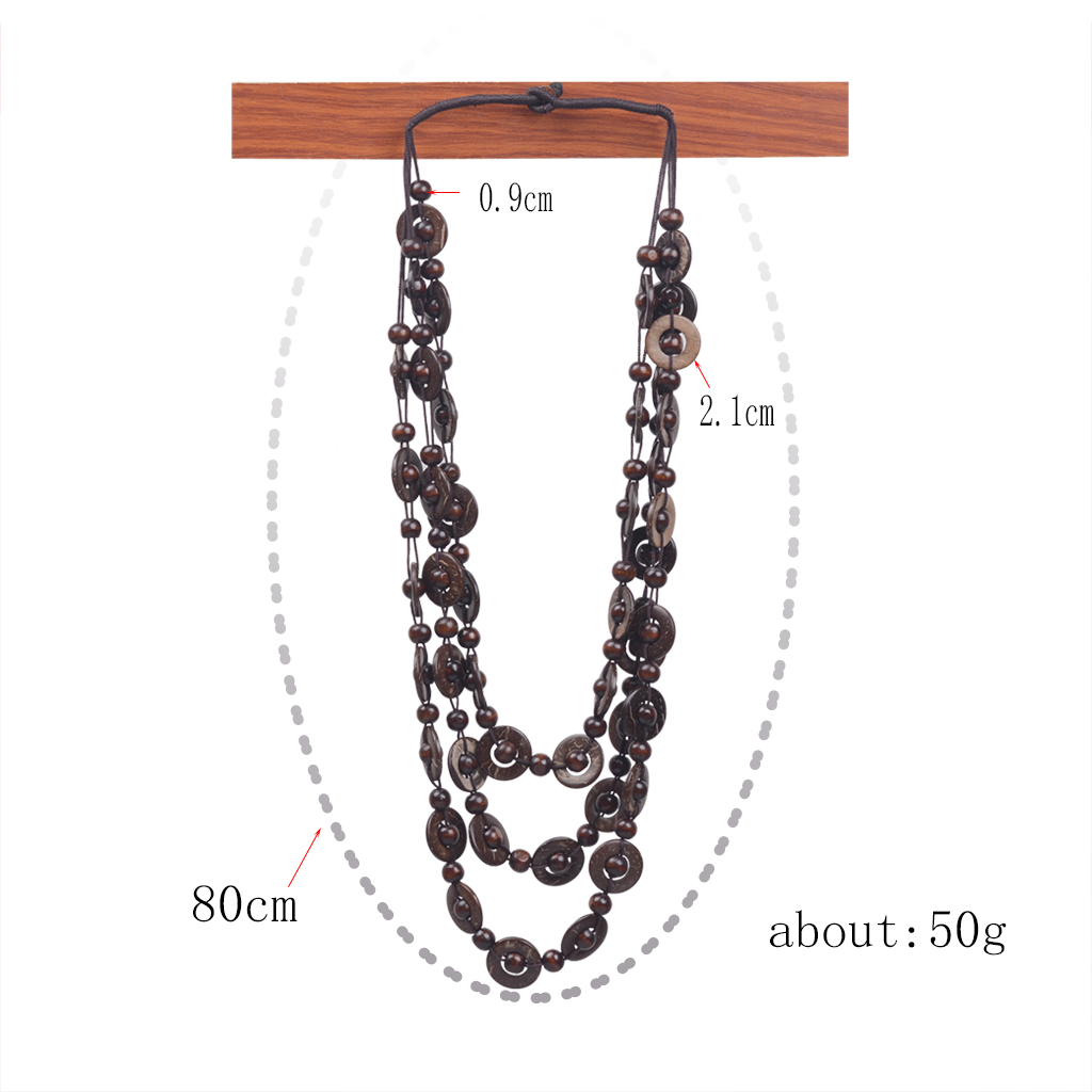 Wholesale Jewelry Ethnic Style Bohemian Geometric Wooden Beads Coconut Shell Charcoal Beaded Necklace display picture 16