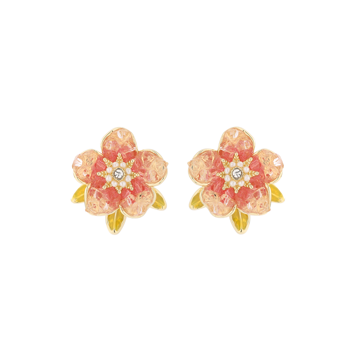 1 Paire Élégant Style Simple Brillant Fleur Placage Évider Incruster Le Cuivre Zircon Plaqué Or 14K Boucles D'Oreilles display picture 1