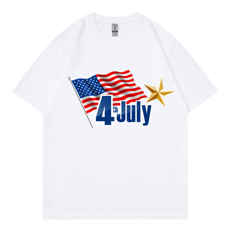 Frau T-Shirt Kurzarm T-Shirts Einfacher Stil Brief Amerikanische Flagge display picture 1