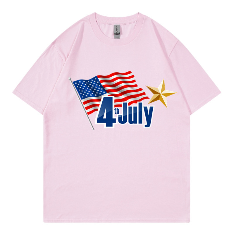 Frau T-Shirt Kurzarm T-Shirts Einfacher Stil Brief Amerikanische Flagge display picture 3