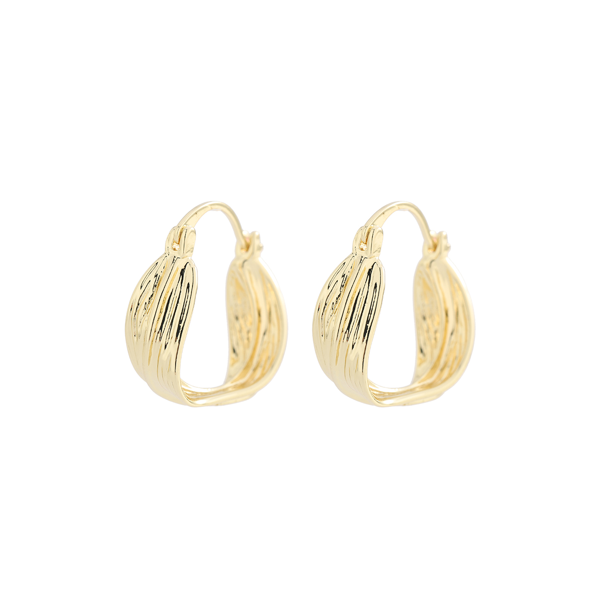 1 Pair Elegant Simple Style Shiny Solid Color Plating Hollow Out Copper 14K Gold Plated Earrings display picture 2