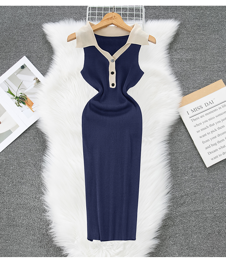 Women's Sheath Dress Casual Turndown Button Sleeveless Solid Color Maxi Long Dress Daily display picture 2