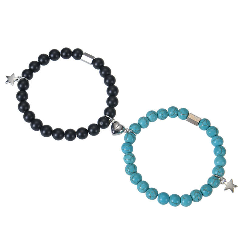 Acier Inoxydable 316L La Pierre Naturelle Fait Main Romantique Perlé Magnétique Star Forme De Cœur Bracelets display picture 9