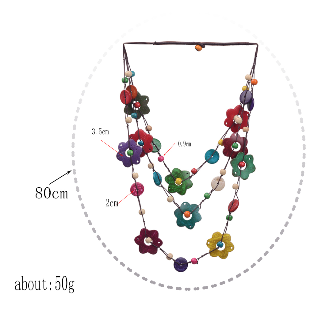 Bohemian Romantic Tropical Flower Wooden Beads Coconut Shell Charcoal Women's Layered Necklaces display picture 2