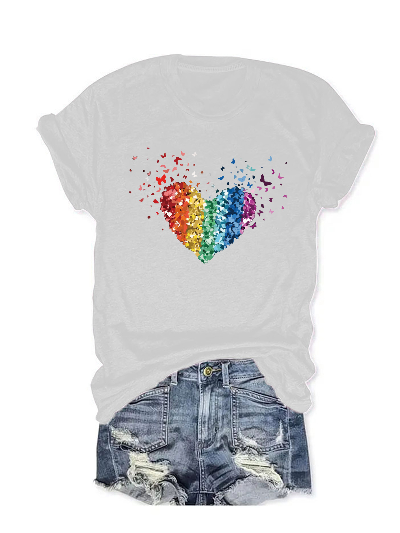 Women's T-shirt Short Sleeve T-Shirts Printing Streetwear Heart Shape display picture 2