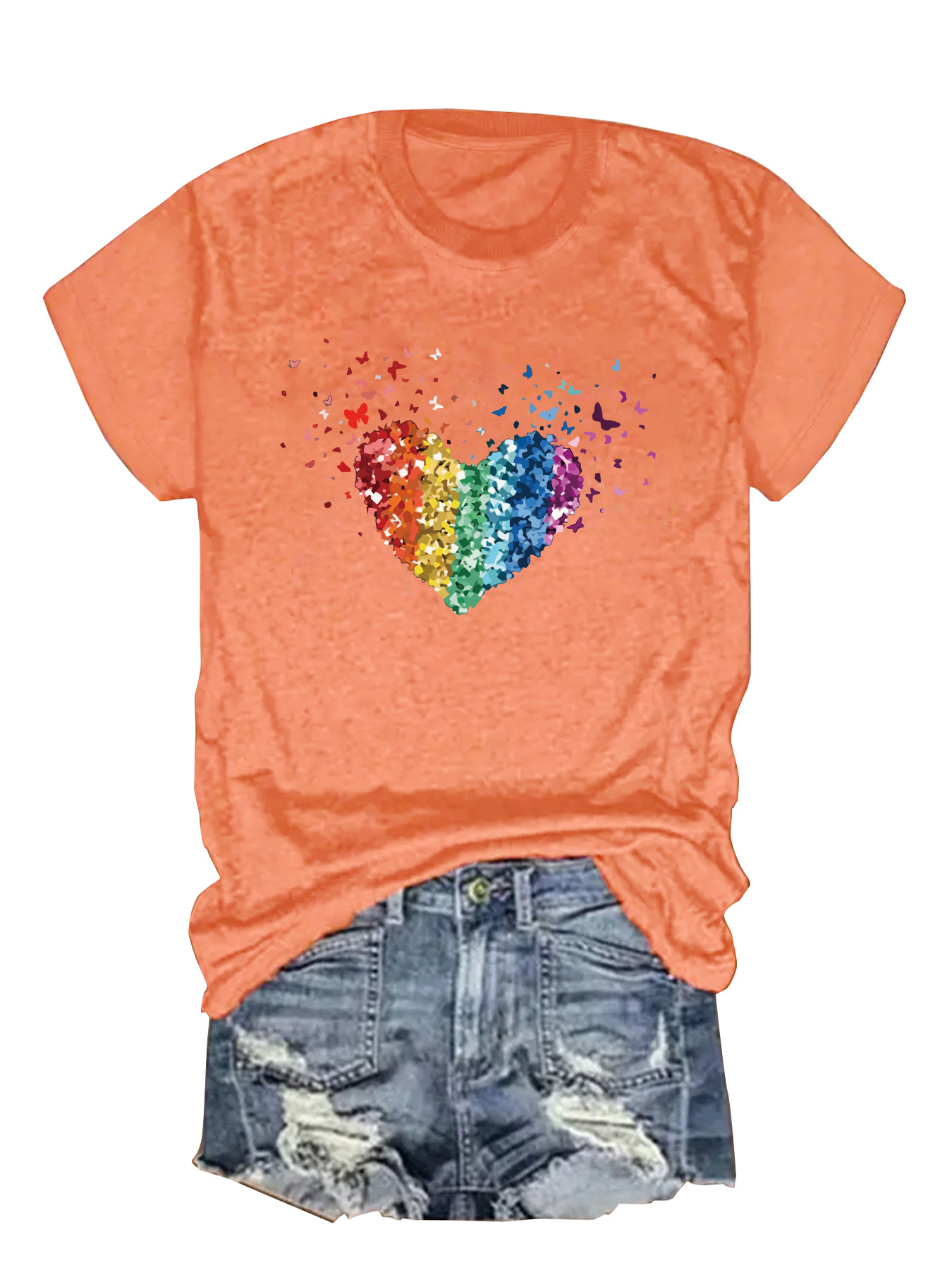 Women's T-shirt Short Sleeve T-Shirts Printing Streetwear Heart Shape display picture 4