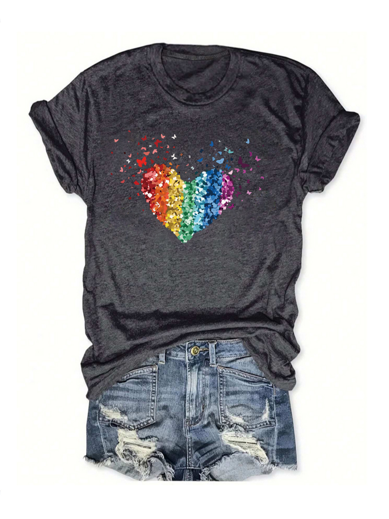 Women's T-shirt Short Sleeve T-Shirts Printing Streetwear Heart Shape display picture 5