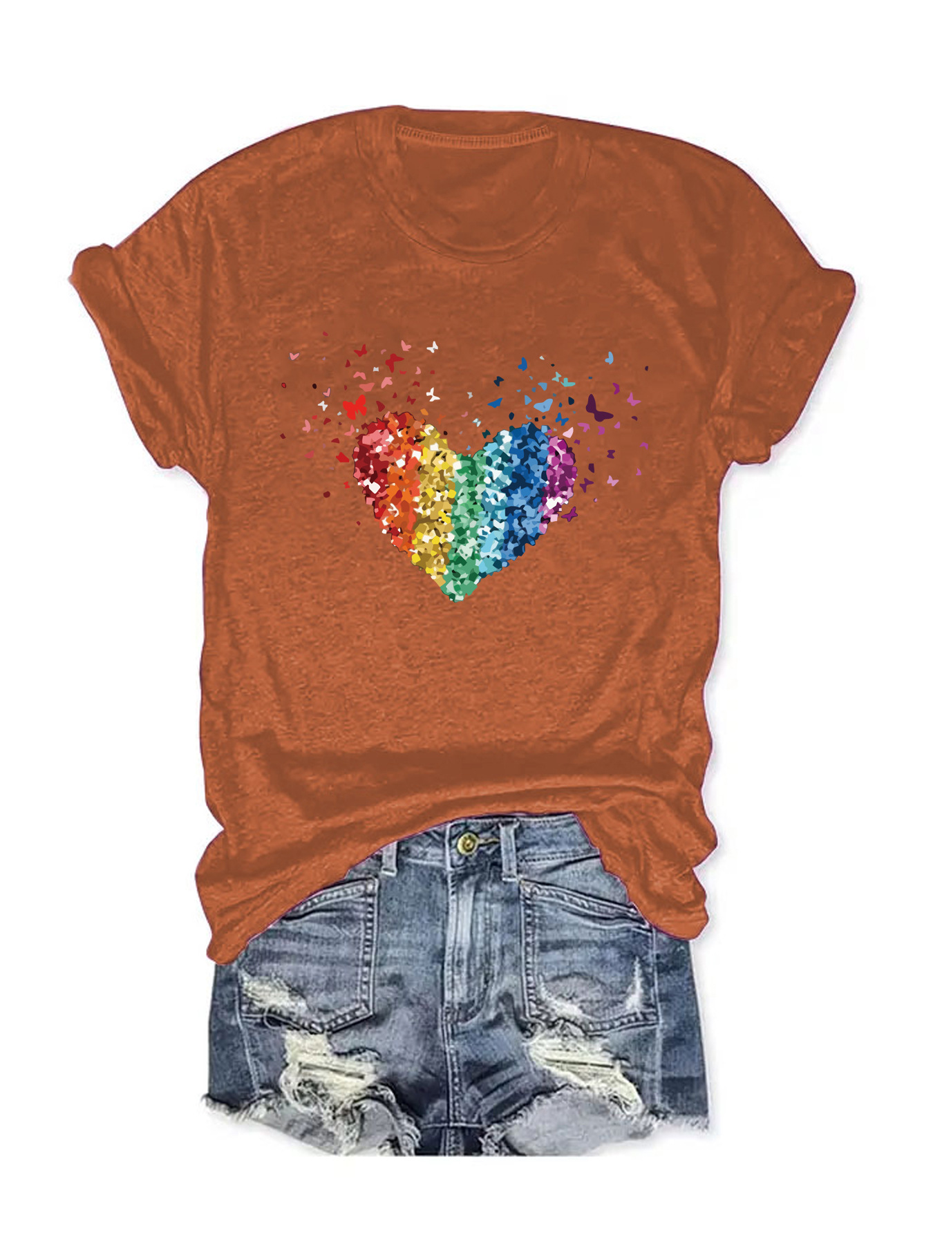 Women's T-shirt Short Sleeve T-Shirts Printing Streetwear Heart Shape display picture 6