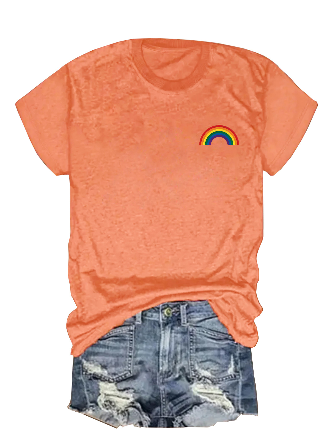 Women's T-shirt Short Sleeve T-Shirts Printing Streetwear Rainbow display picture 1