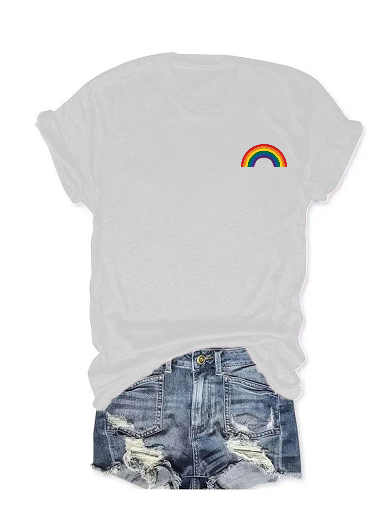 Women's T-shirt Short Sleeve T-Shirts Printing Streetwear Rainbow display picture 2
