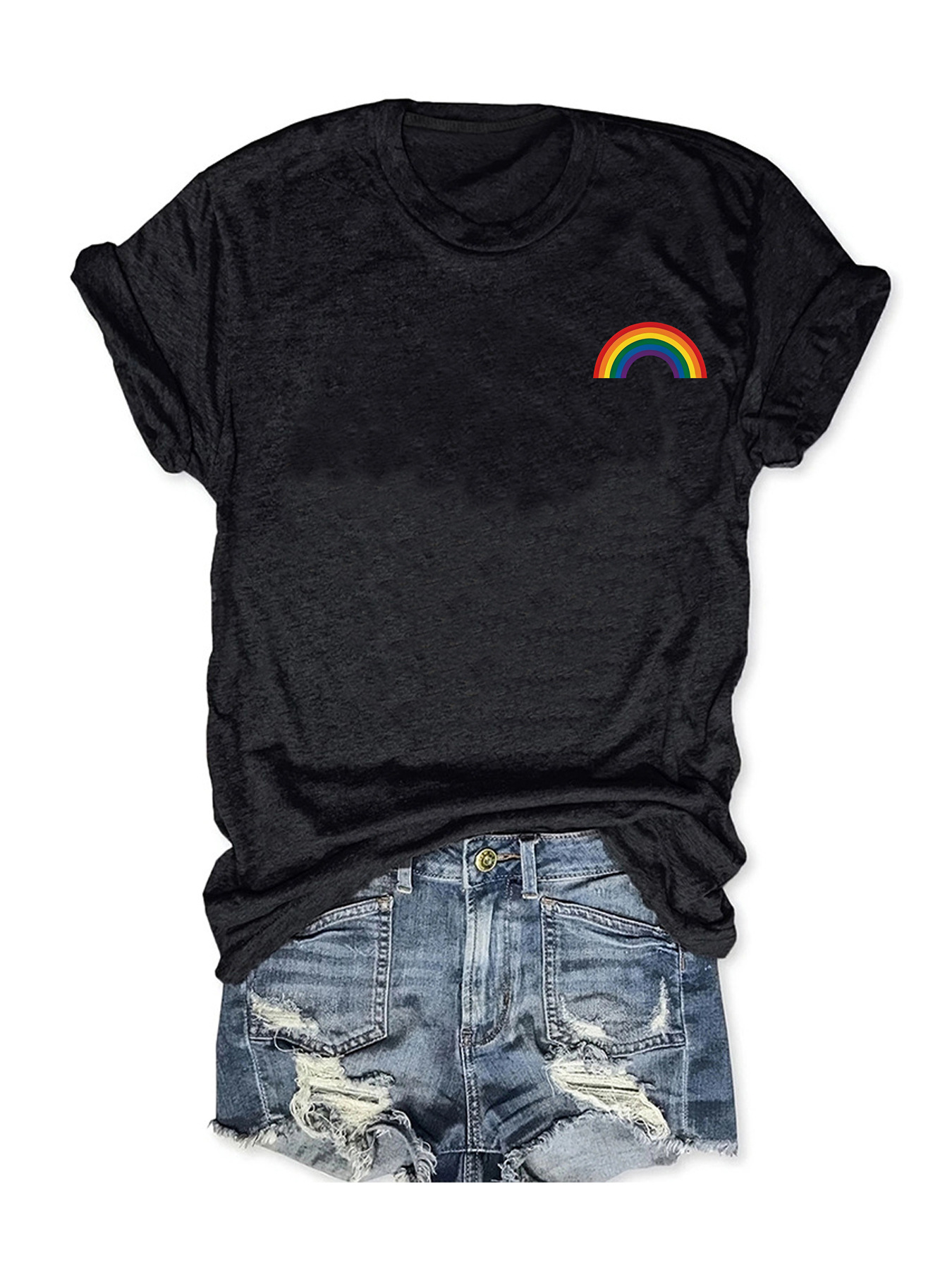 Women's T-shirt Short Sleeve T-Shirts Printing Streetwear Rainbow display picture 3