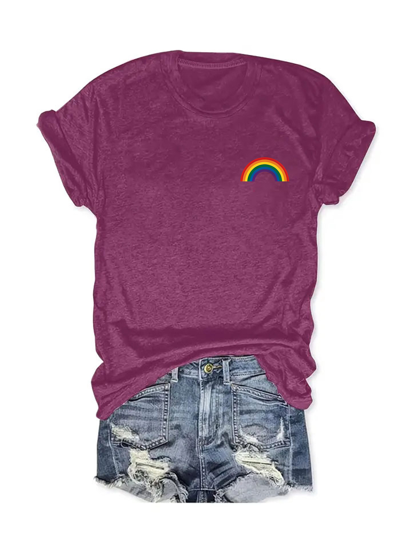 Women's T-shirt Short Sleeve T-Shirts Printing Streetwear Rainbow display picture 4