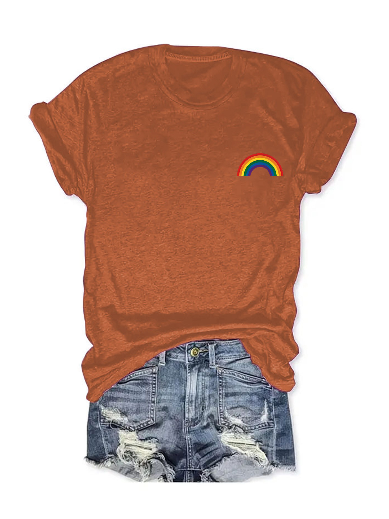 Women's T-shirt Short Sleeve T-Shirts Printing Streetwear Rainbow display picture 6