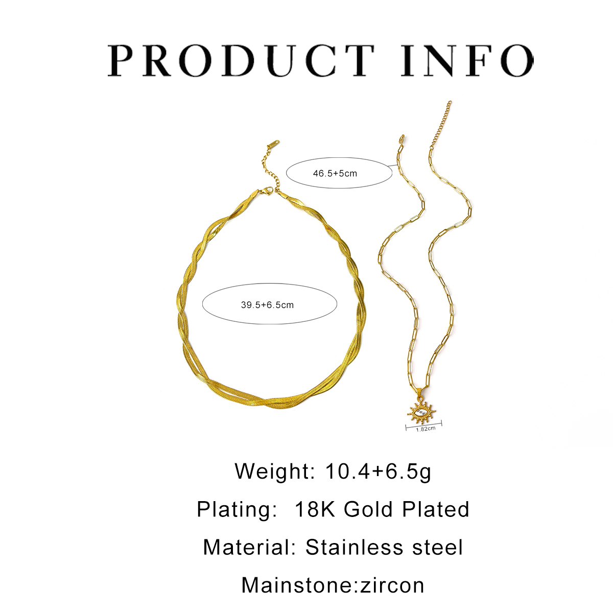 304 Stainless Steel 18K Gold Plated Simple Style Irregular Eye Zircon Pendant Necklace display picture 1