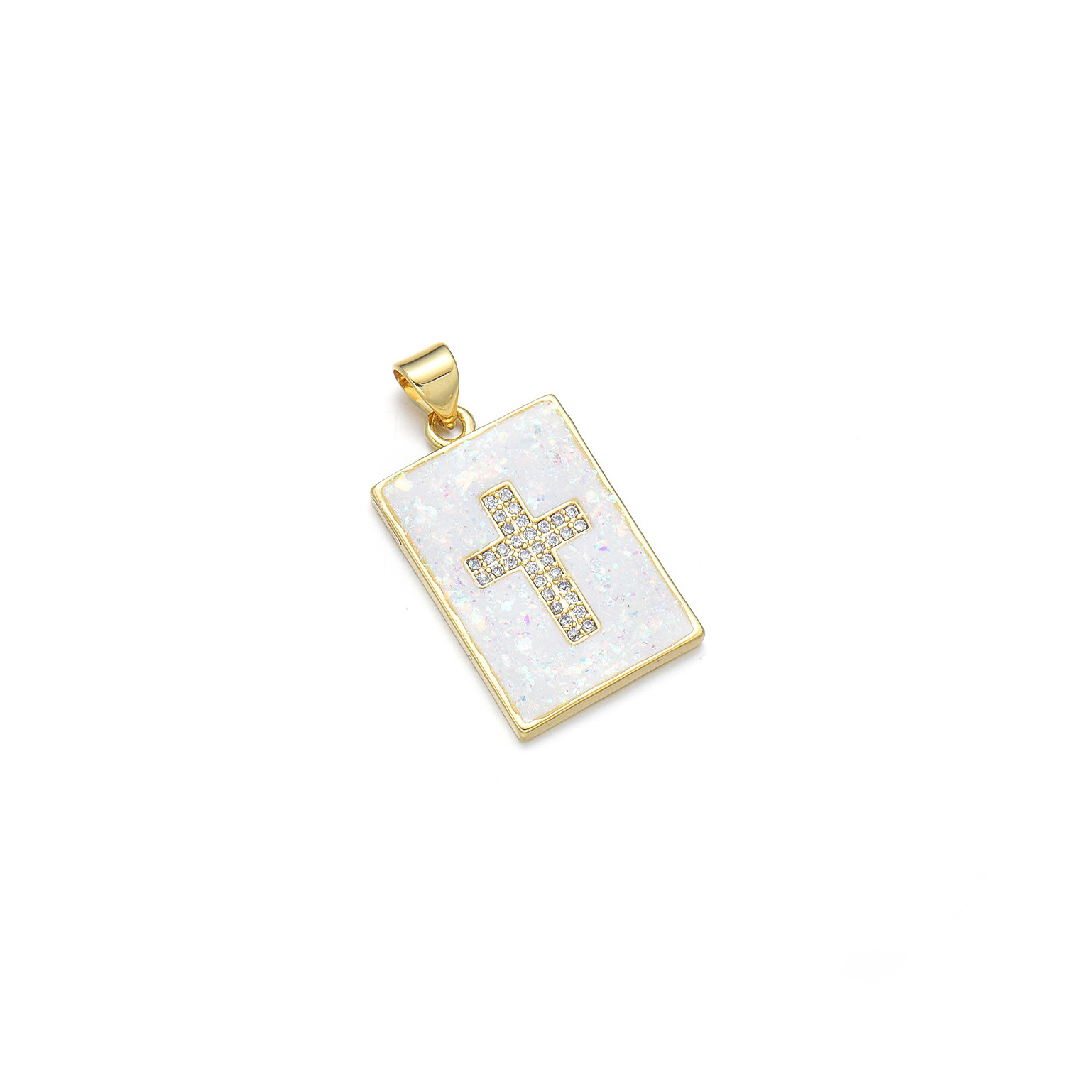 1 Piece 16*25mm Copper Zircon 18K Gold Plated Cross Pendant display picture 4