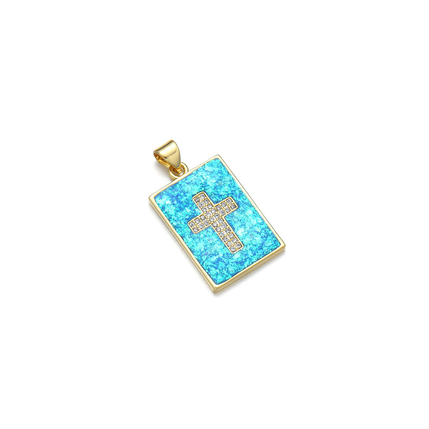1 Piece 16*25mm Copper Zircon 18K Gold Plated Cross Pendant display picture 7