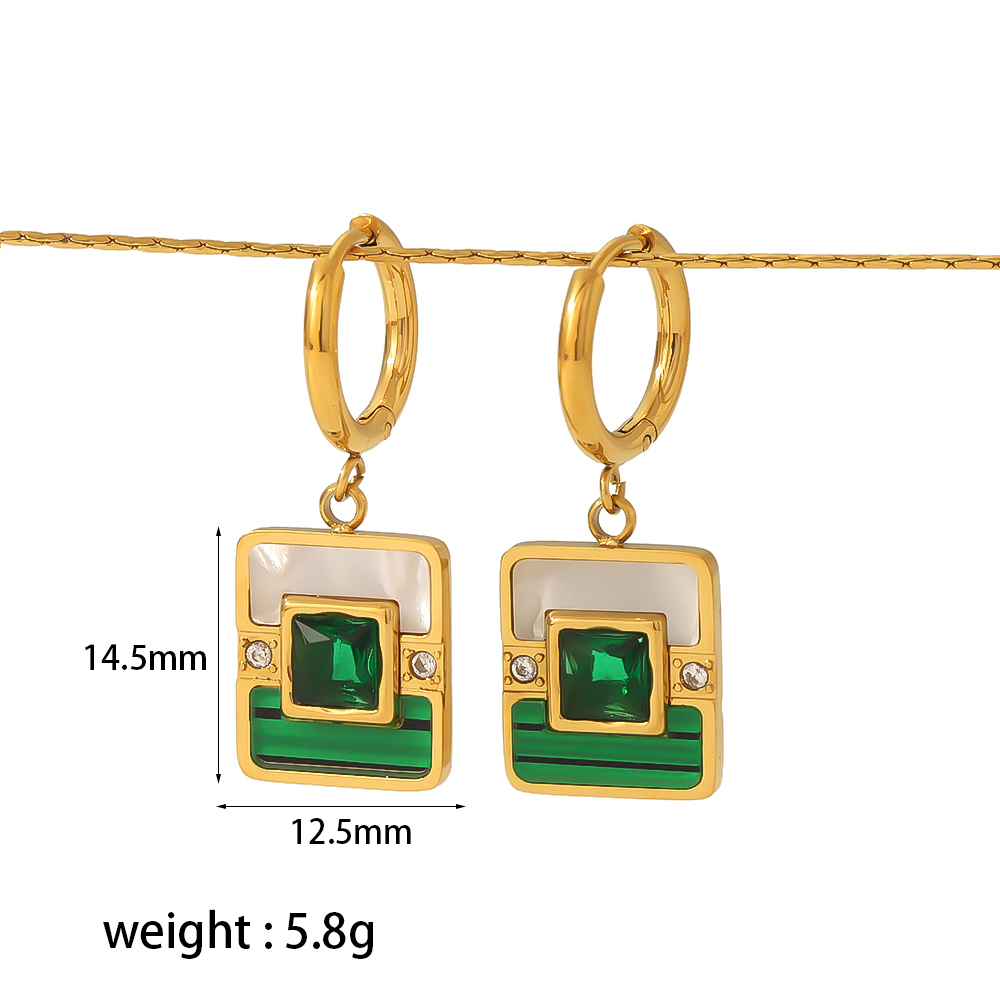 1 Pair Vintage Style French Style Geometric Polishing Plating Inlay 304 Stainless Steel Zircon 18K Gold Plated Drop Earrings display picture 4