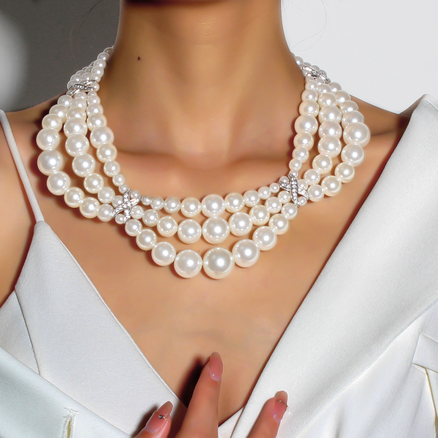 Wholesale Jewelry Elegant Glam Round Imitation Pearl Beaded Necklace display picture 3
