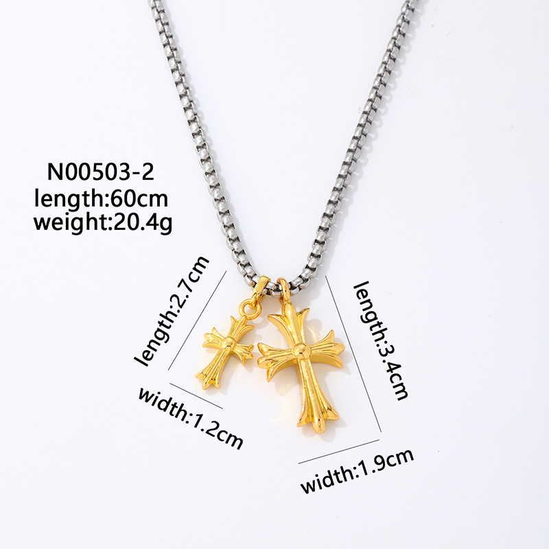 Wholesale Hip-Hop Luxurious Rock Cross 304 Stainless Steel Copper Plating K Gold Plated Pendant Necklace display picture 7