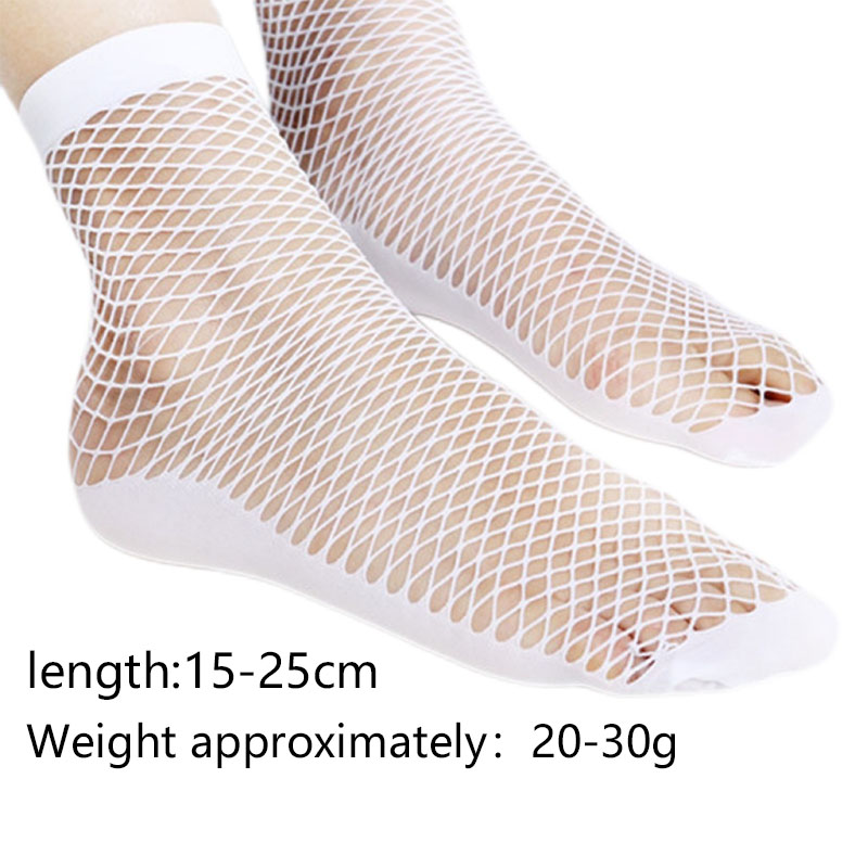 Women's Sexy Solid Color Nylon Yarn Patchwork Knitted Hollow Out Crew Socks A Pair display picture 1