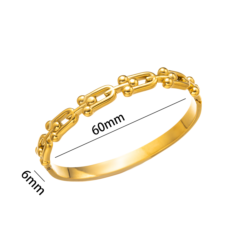 Titanium Steel 18K Gold Plated Elegant Basic Classic Style U Shape Solid Color Bangle display picture 1