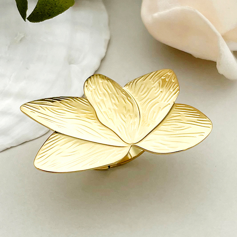 Elegant Glam Artistic Flower Dragonfly 304 Stainless Steel 14K Gold Plated Rings In Bulk display picture 4