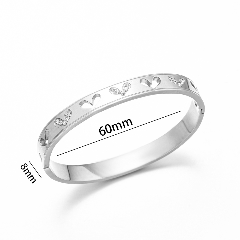 Titanium Steel 18K Gold Plated Modern Style Classic Style Inlay Heart Shape Zircon Bangle display picture 1